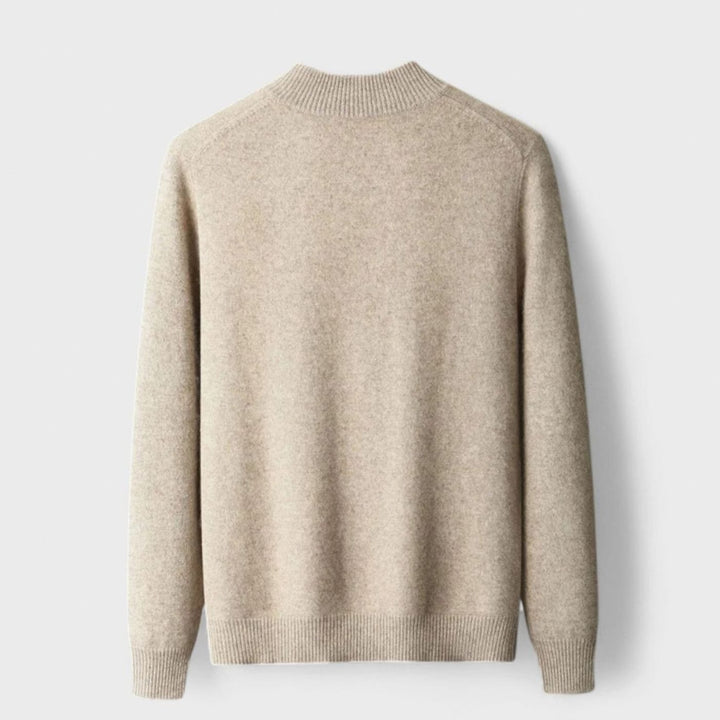 Men's Merino Wool Full-Zip Stand-Collar Cardigan Sweater
