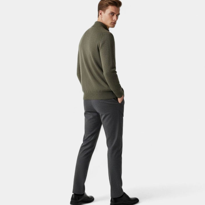 Men's Merino Wool Full-Zip Stand-Collar Cardigan Sweater