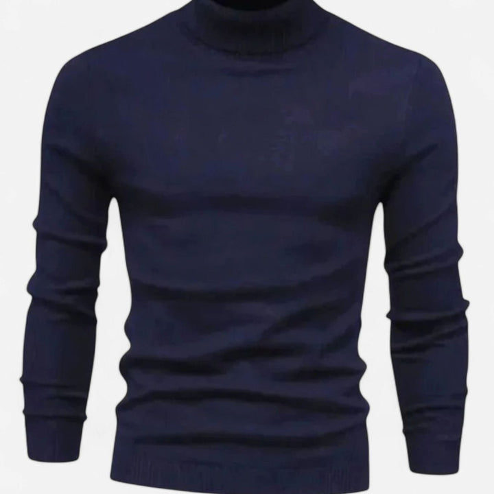 Men's Merino Wool Turtleneck Slim-Fit Pullover Sweater - Navy