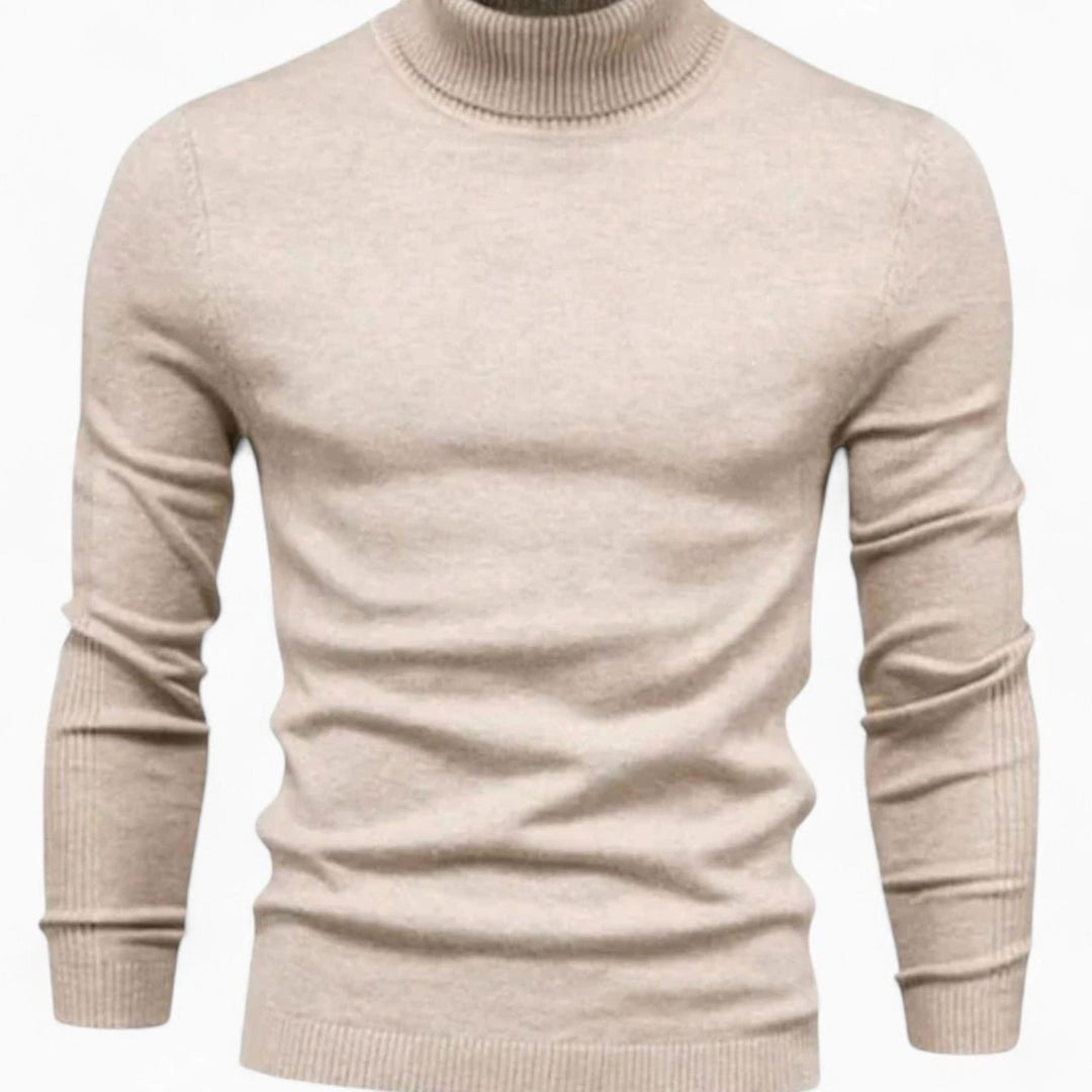 Men's Merino Wool Turtleneck Slim-Fit Pullover Sweater - Black