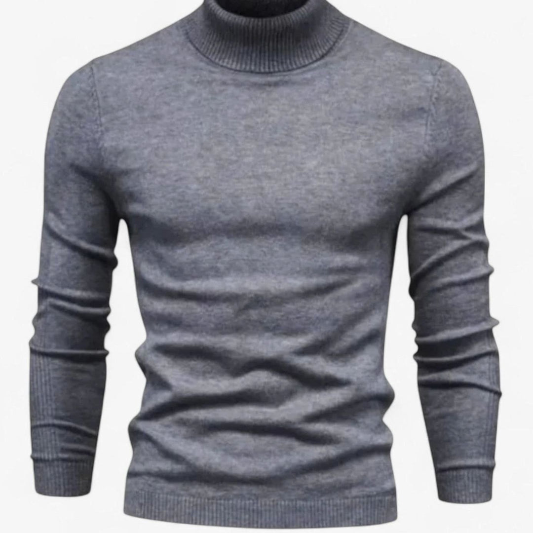 Men's Merino Wool Turtleneck Slim-Fit Pullover Sweater - Grey