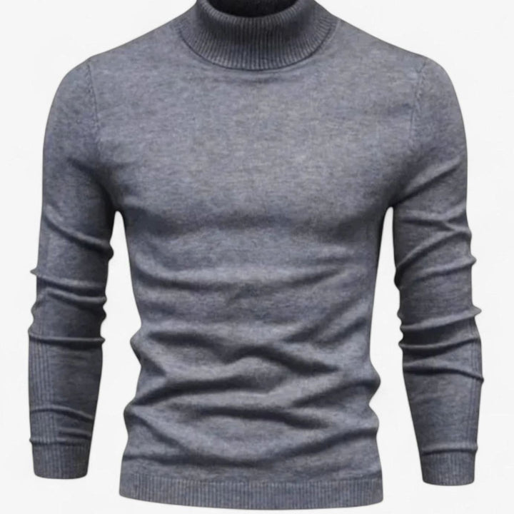 Men's Merino Wool Turtleneck Slim-Fit Pullover Sweater - Grey