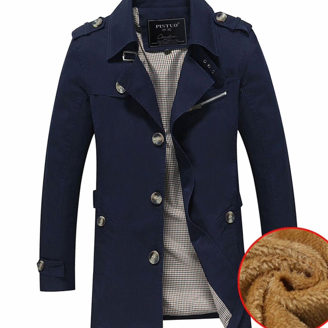 Men's Military-Inspired Fleece-Lined Button-Front Short Coat