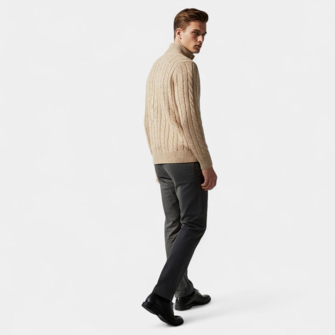 Men's Old Money Cable-Knit Quarter-Zip Sweater
