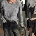 Nathan | Men's Oversized Distressed Crewneck Knit Sweater