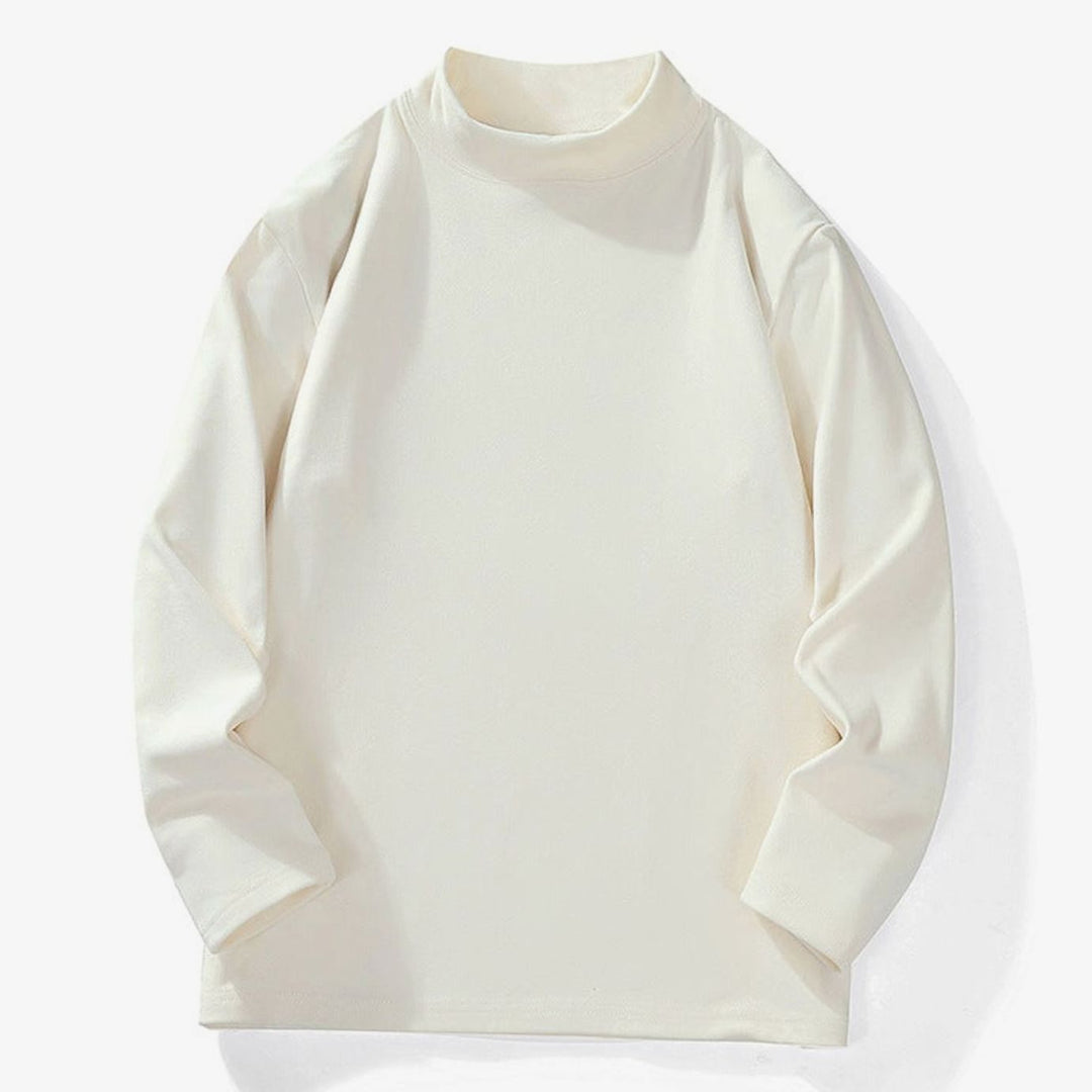 Men's Oversized Mock Neck Long-Sleeve Fine Knit Top