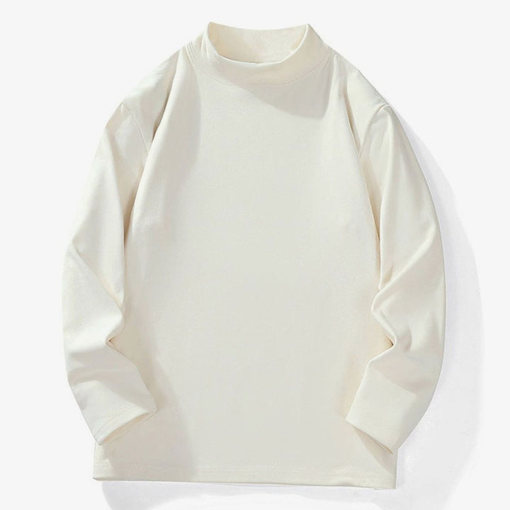 Men's Oversized Mock Neck Long-Sleeve Fine Knit Top
