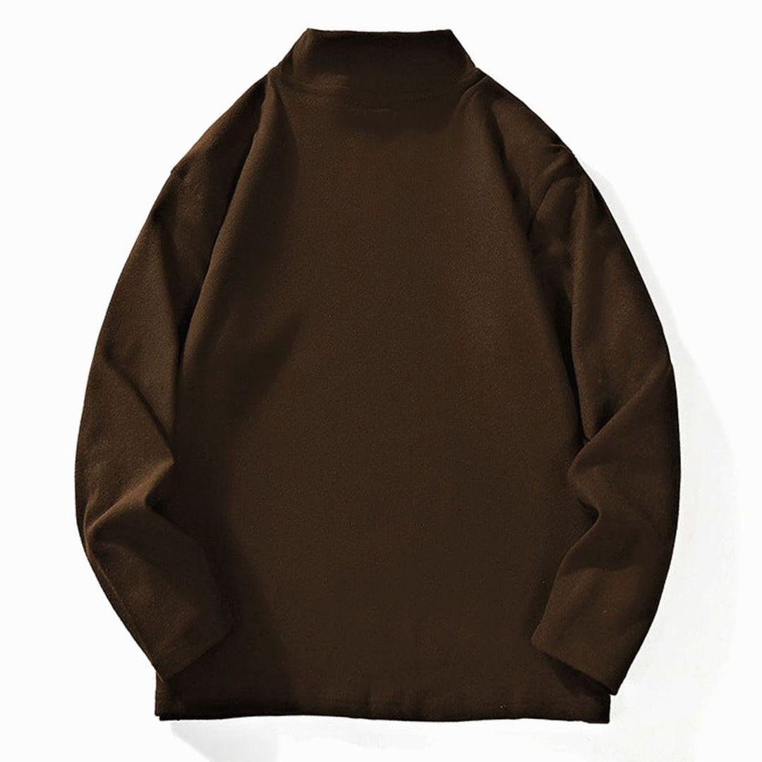 Men's Oversized Mock Neck Long-Sleeve Fine Knit Top