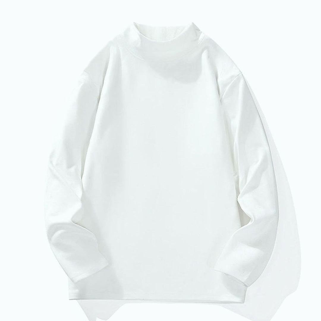 Men's Oversized Mock Neck Long-Sleeve Fine Knit Top