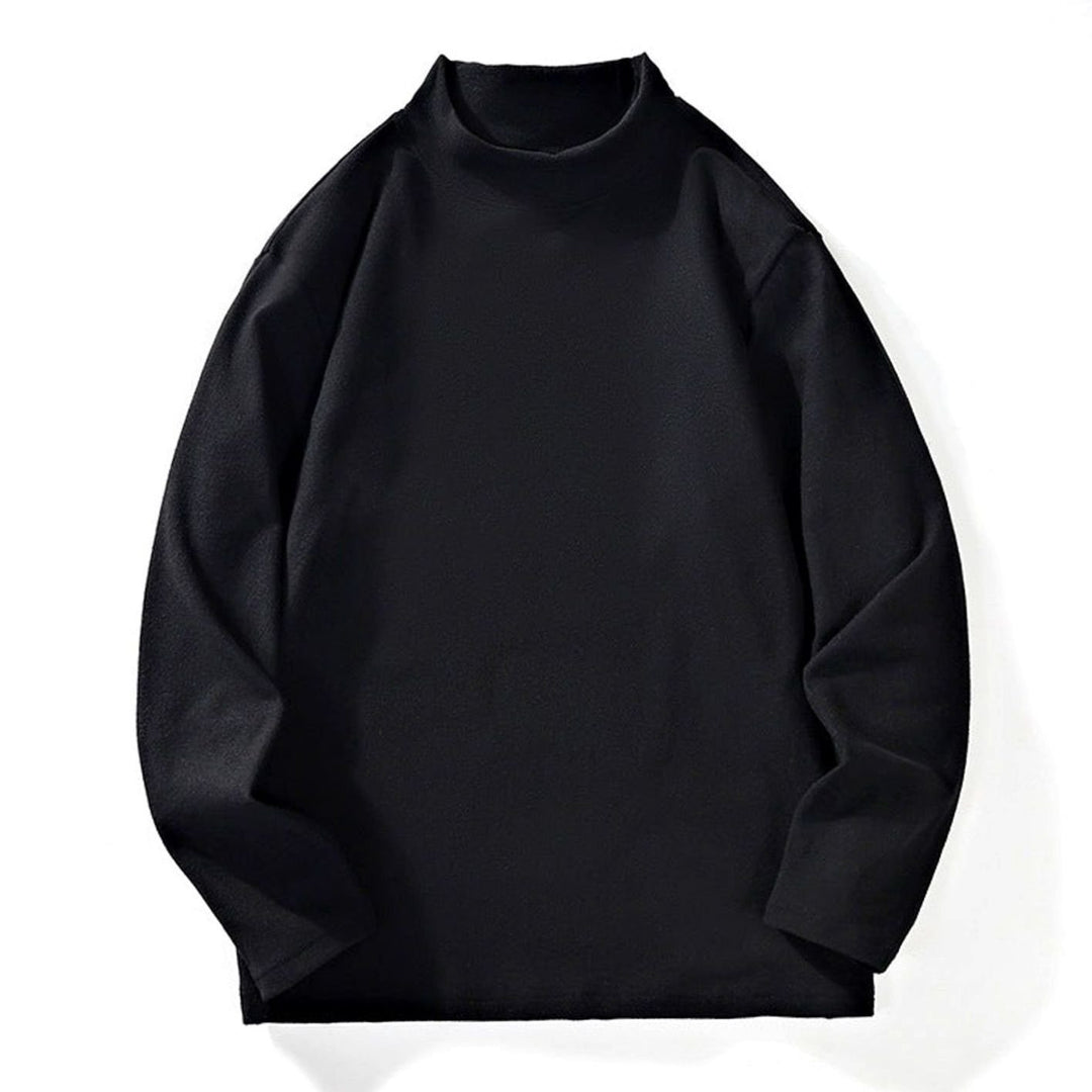 Men's Oversized Mock Neck Long-Sleeve Fine Knit Top