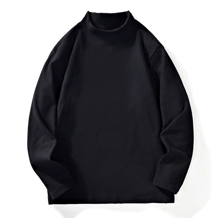 Men's Oversized Mock Neck Long-Sleeve Fine Knit Top