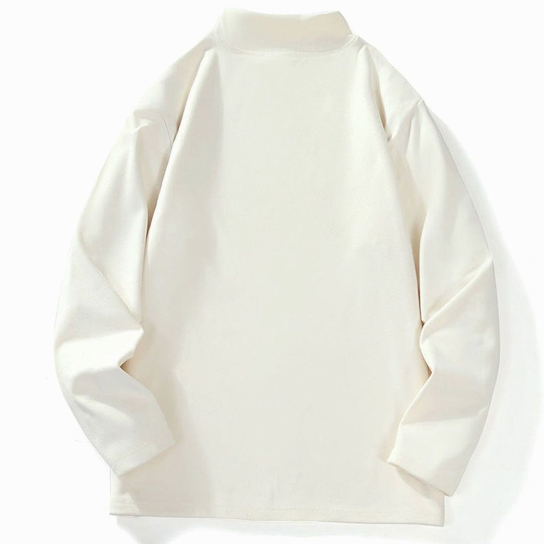 Men's Oversized Mock Neck Long-Sleeve Fine Knit Top