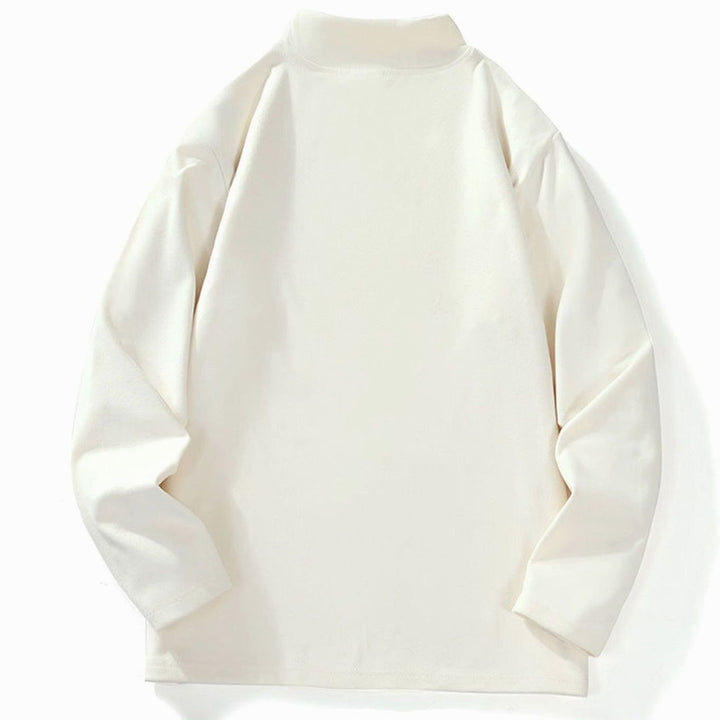 Men's Oversized Mock Neck Long-Sleeve Fine Knit Top