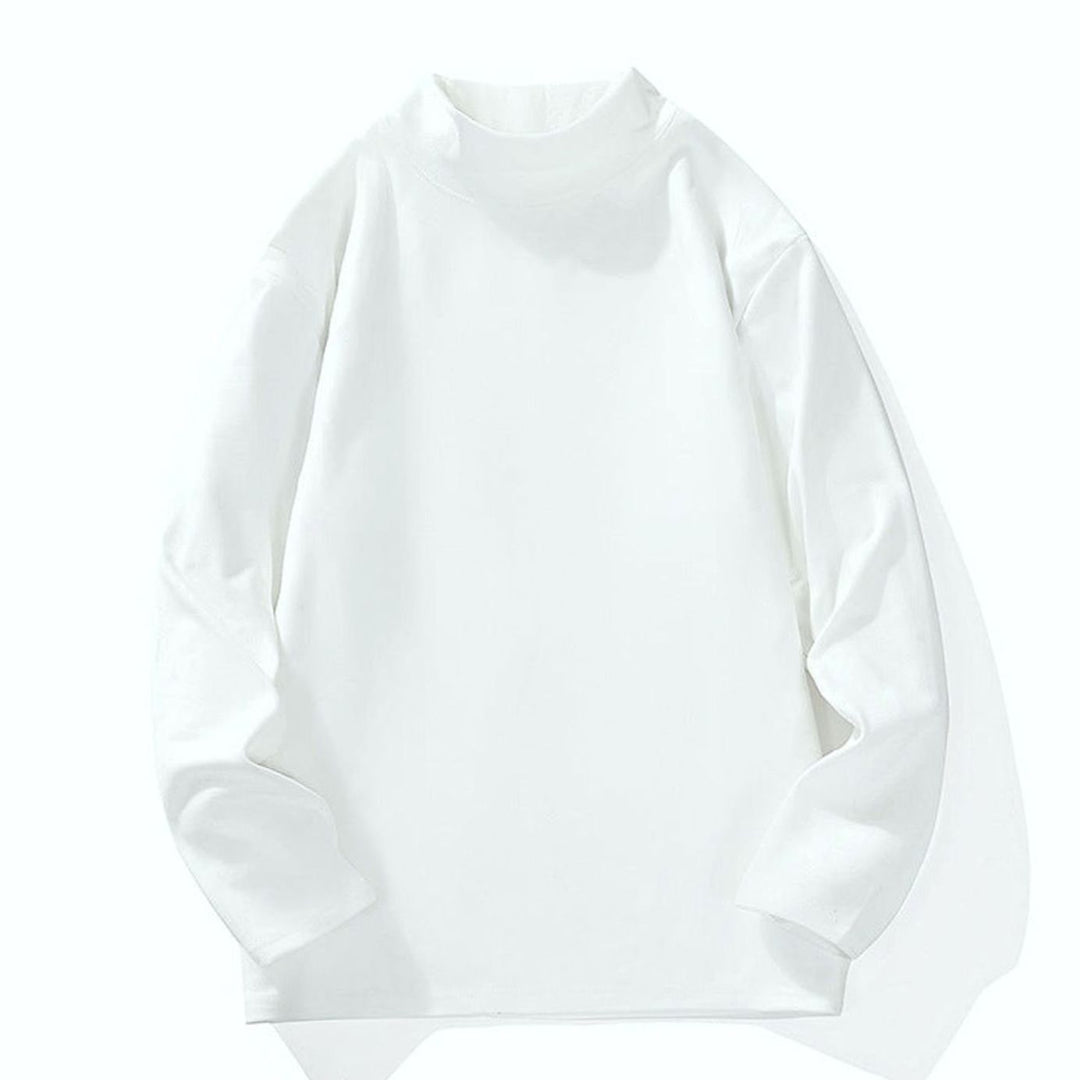 Men's Oversized Mock Neck Long-Sleeve Fine Knit Top - White