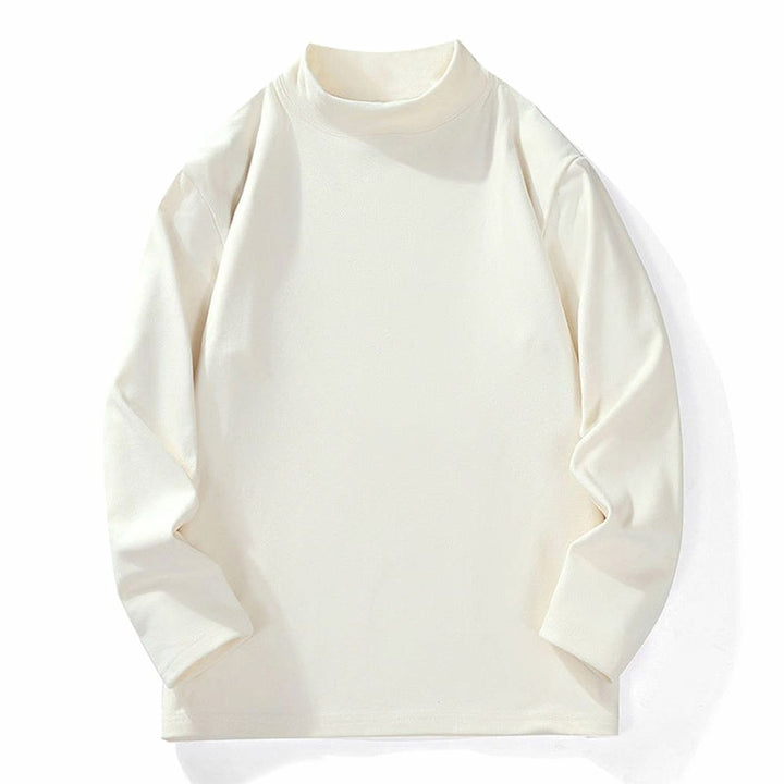 Men's Oversized Mock Neck Long-Sleeve Fine Knit Top - Apricot