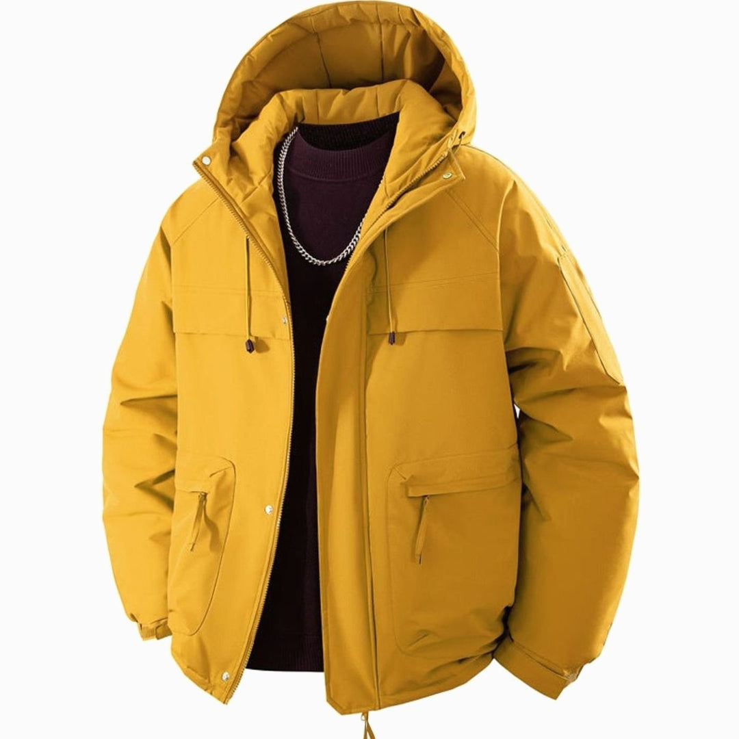 Men's Padded Hooded Parka Winter Jacket Zip Pockets