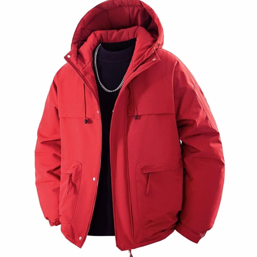 Men's Padded Hooded Parka Winter Jacket Zip Pockets
