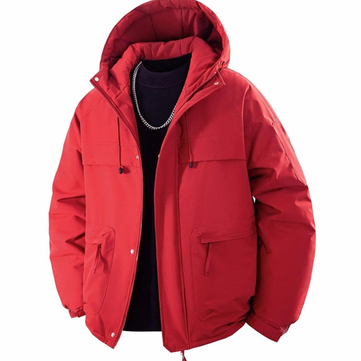 Men's Padded Hooded Parka Winter Jacket Zip Pockets