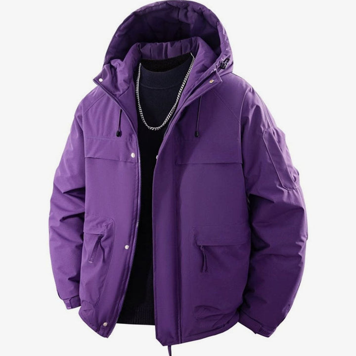 Men's Padded Hooded Parka Winter Jacket Zip Pockets