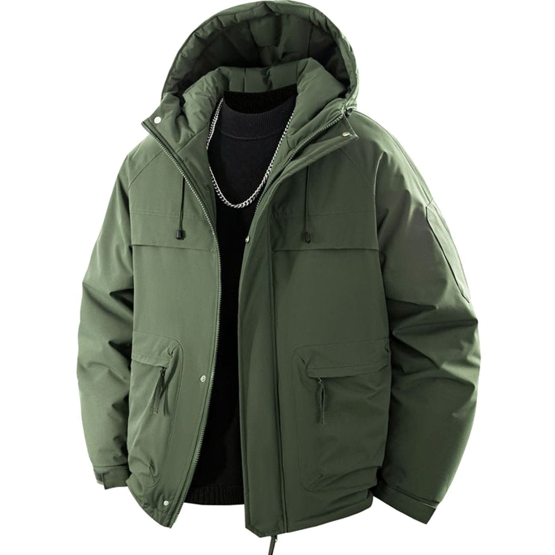 Men's Padded Hooded Parka Winter Jacket Zip Pockets