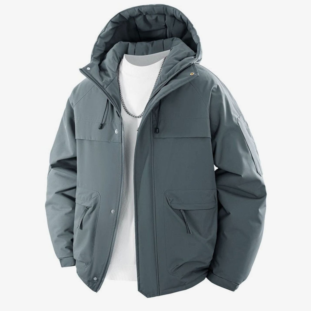 Men's Padded Hooded Parka Winter Jacket Zip Pockets - Premium Grade