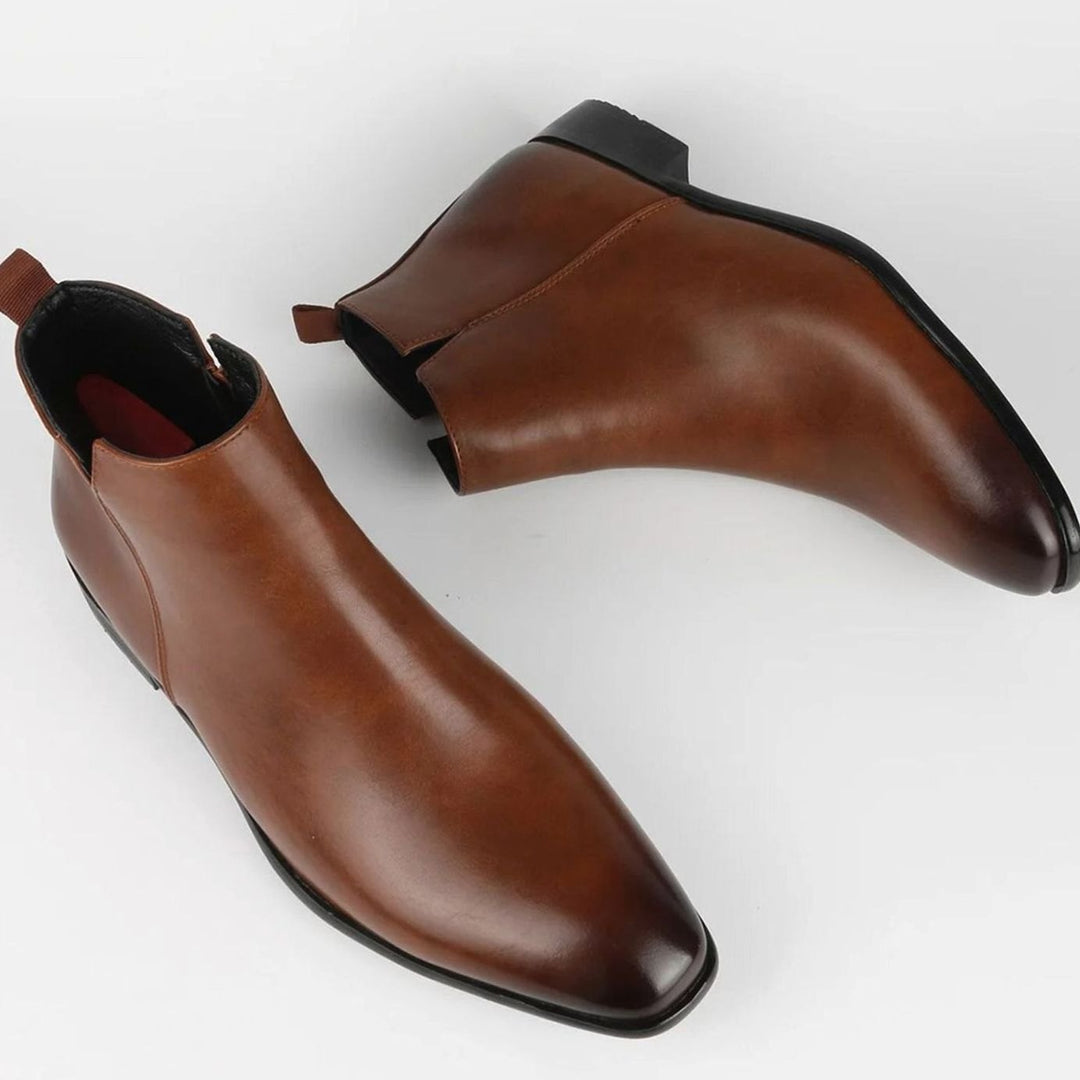 Men's Pointed-Toe Side-Zip Faux Leather Chelsea Boots