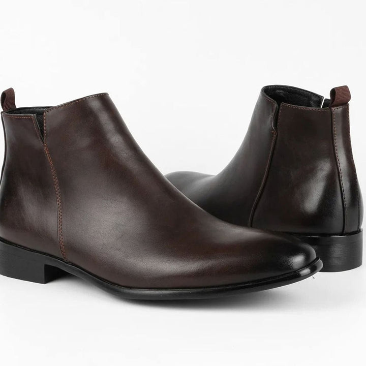 Men's Pointed-Toe Side-Zip Faux Leather Chelsea Boots
