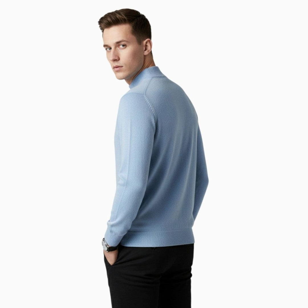 Men's Pure Wool Mock-Neck Pullover Sweater
