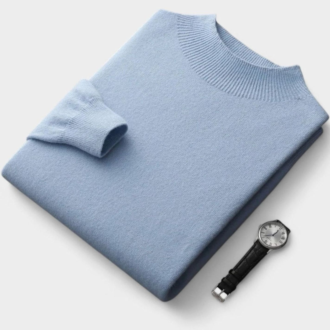 Men's Pure Wool Mock-Neck Pullover Sweater