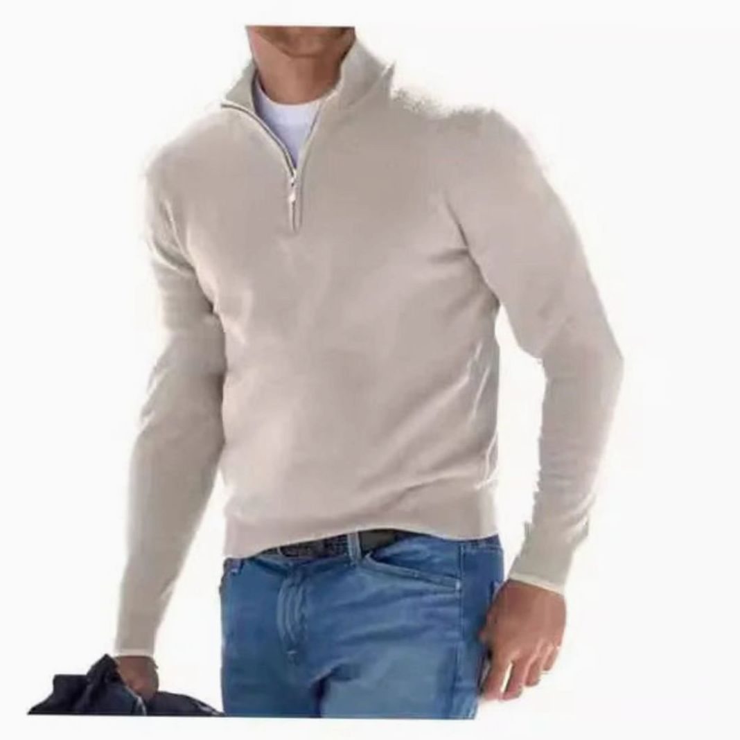 Men's Quarter-Zip Knit Pullover Sweater
