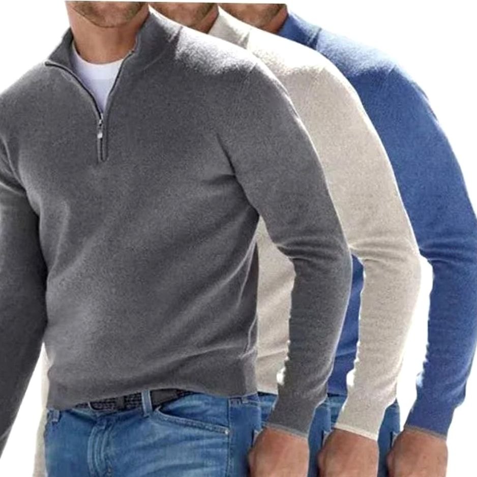 Men's Quarter-Zip Knit Pullover Sweater