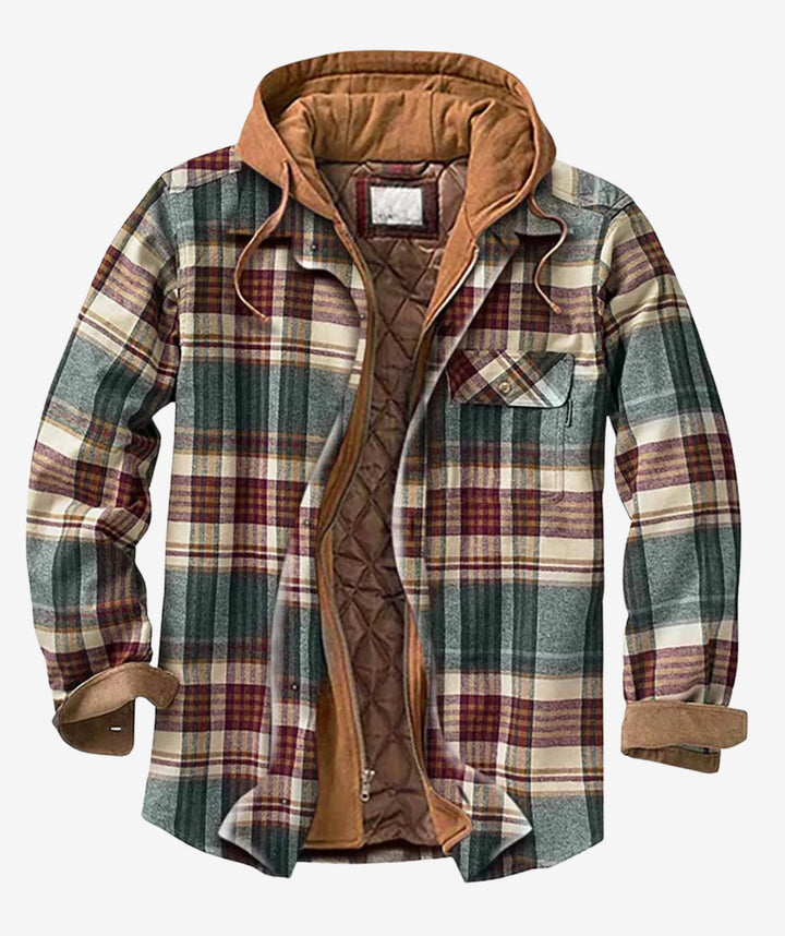 Men's Quilted-Lined Hooded Flannel Shirt Jacket Plaid