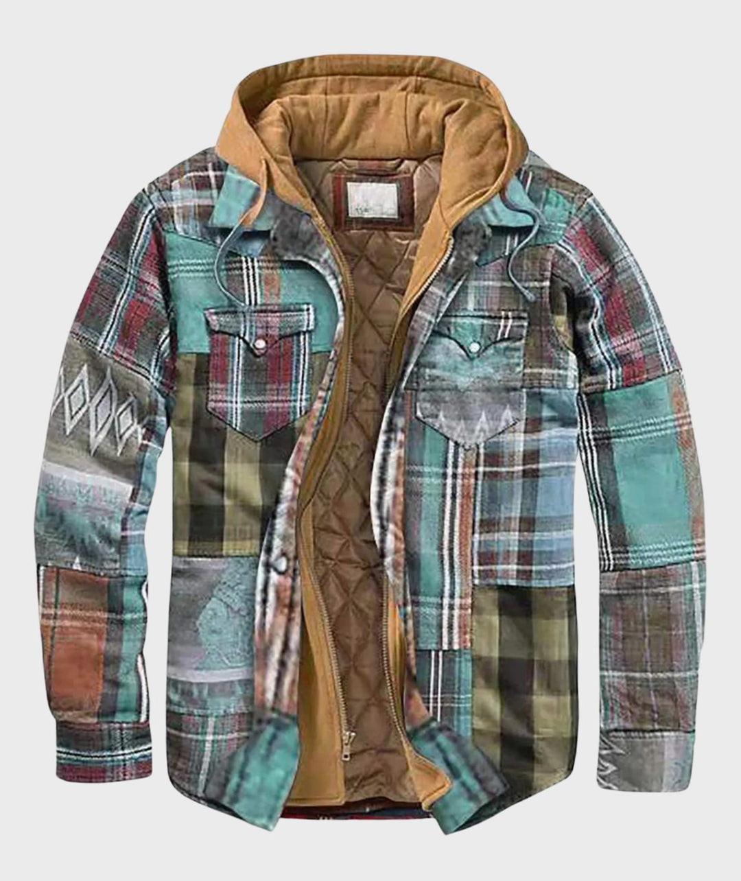 Men's Quilted-Lined Hooded Flannel Shirt Jacket Plaid - Blue