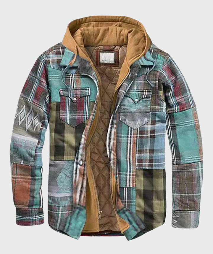Men's Quilted-Lined Hooded Flannel Shirt Jacket Plaid - Blue