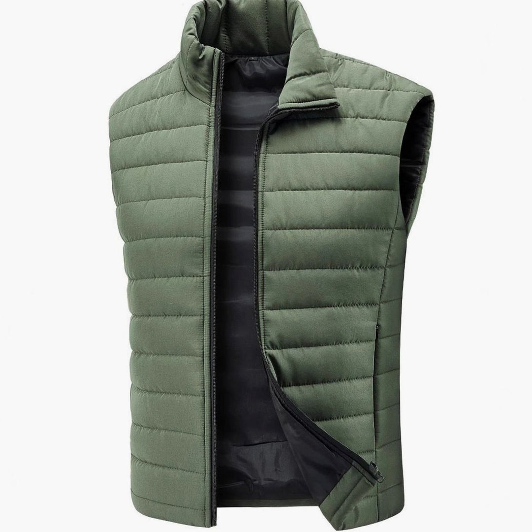 Men's Quilted Puffer Vest Stand-Collar Full-Zip Sleeveless Jacket
