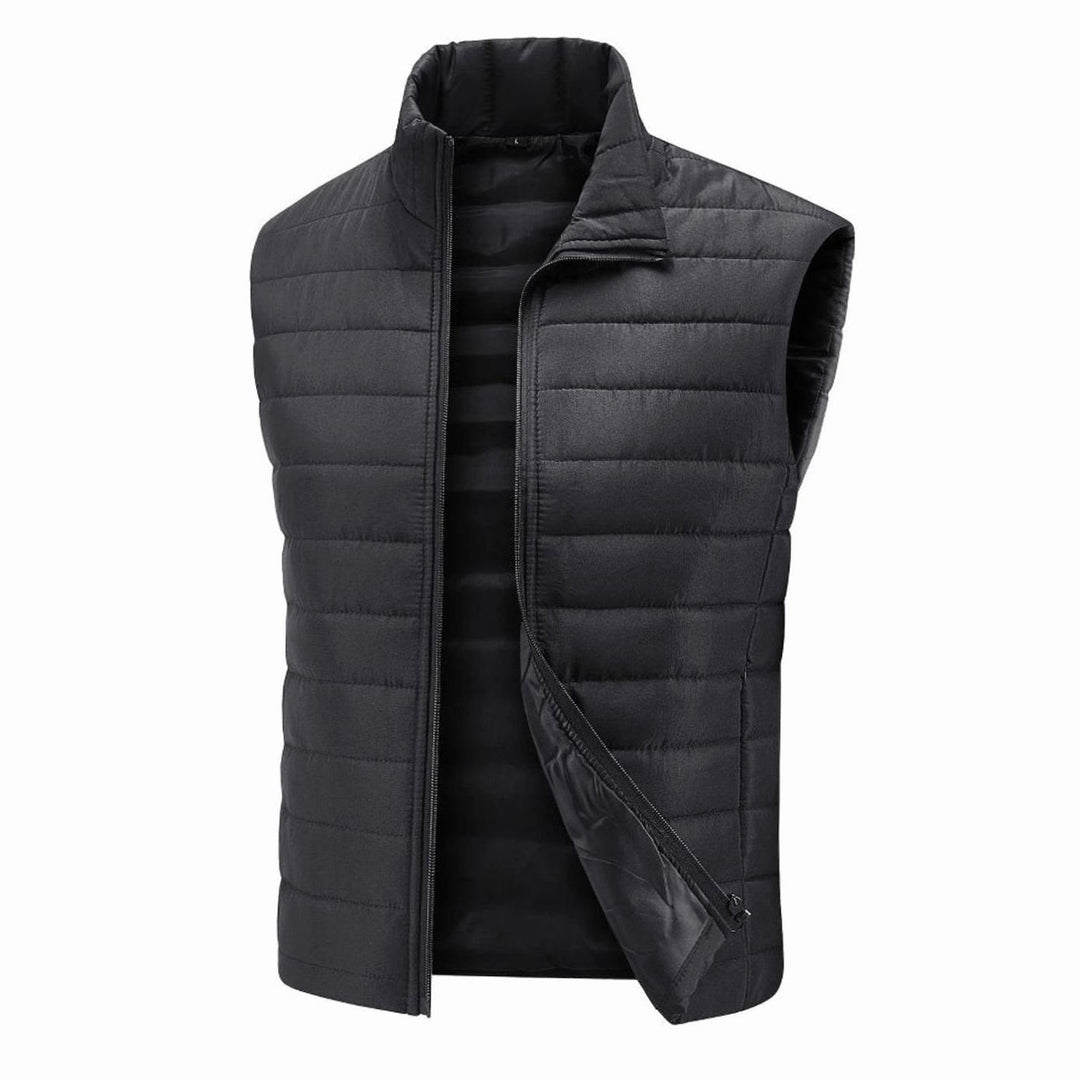Men's Quilted Puffer Vest Stand-Collar Full-Zip Sleeveless Jacket