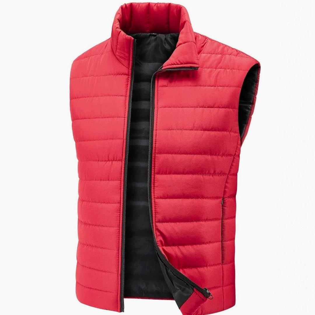 Men's Quilted Puffer Vest Stand-Collar Full-Zip Sleeveless Jacket