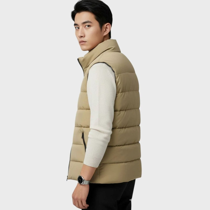 Men's Quilted Zip-Up Puffer Vest Winter Warm Sleeveless Jacket