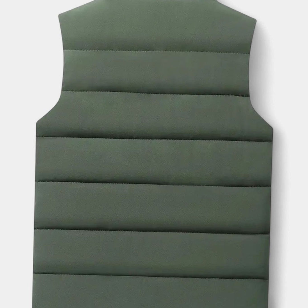 Men's Quilted Zip-Up Puffer Vest Winter Warm Sleeveless Jacket