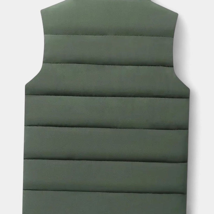 Men's Quilted Zip-Up Puffer Vest Winter Warm Sleeveless Jacket