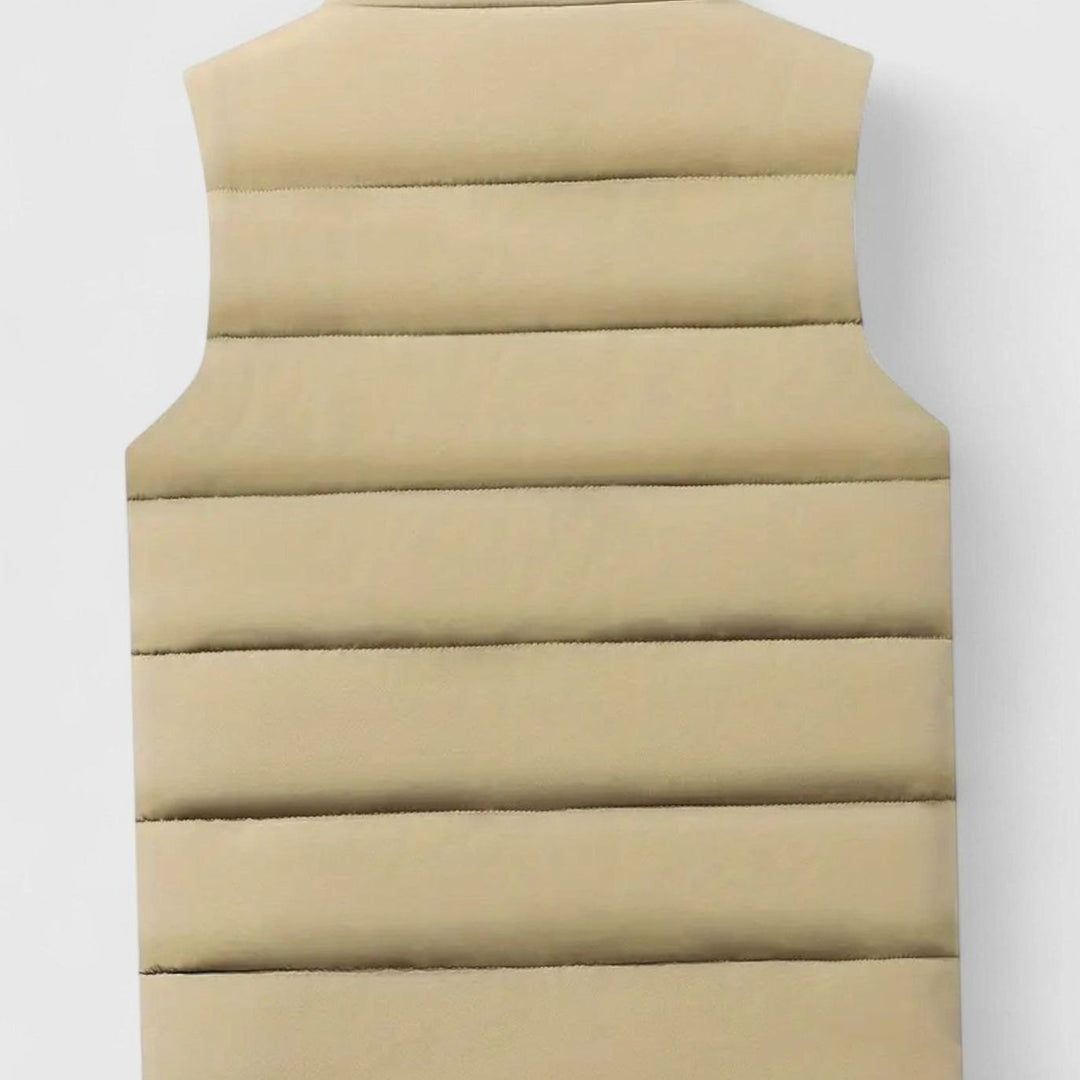 Men's Quilted Zip-Up Puffer Vest Winter Warm Sleeveless Jacket
