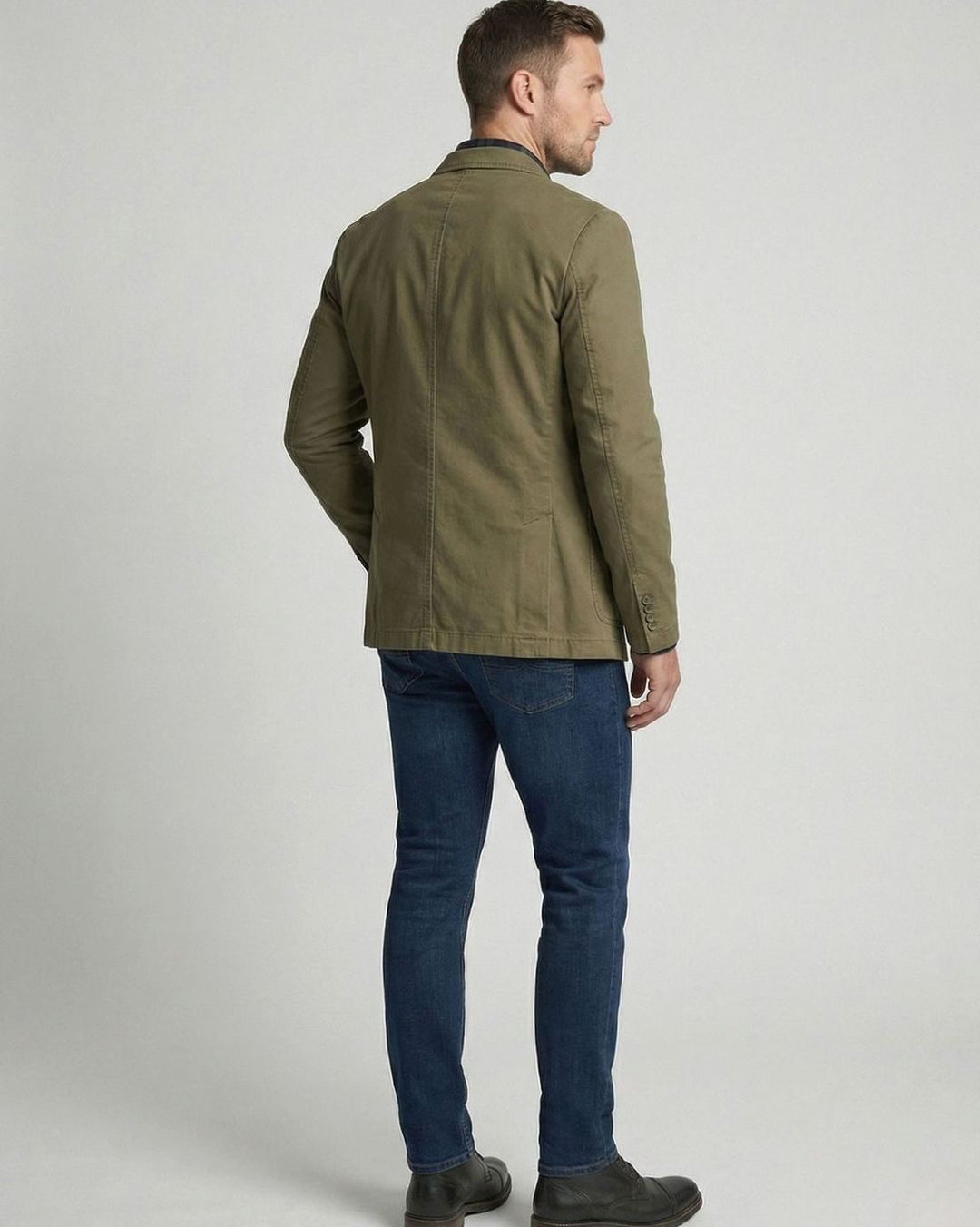 Men's Regular-Fit Cotton Twill Two-Button Blazer Jacket