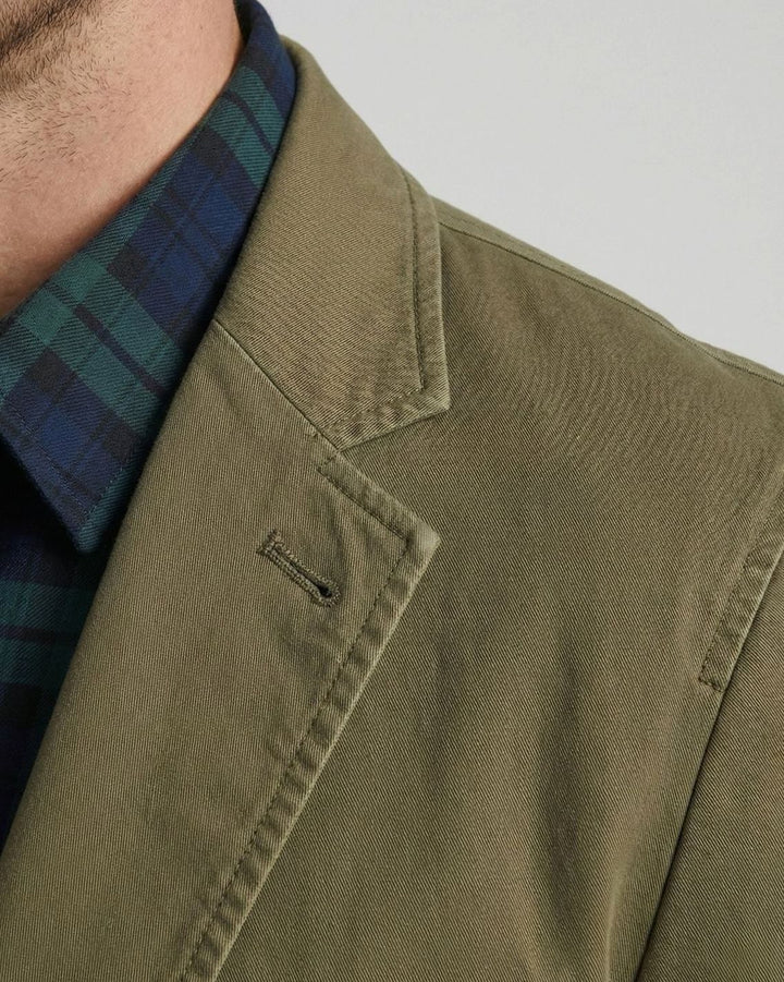Men's Regular-Fit Cotton Twill Two-Button Blazer Jacket