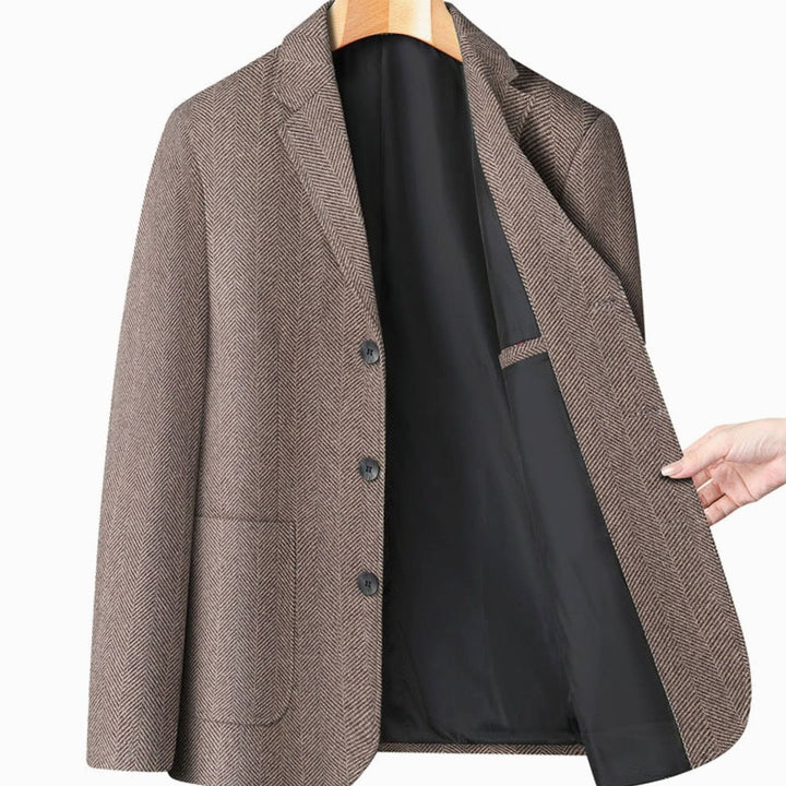 Men's Regular-Fit Single-Breasted Herringbone Blazer Jacket