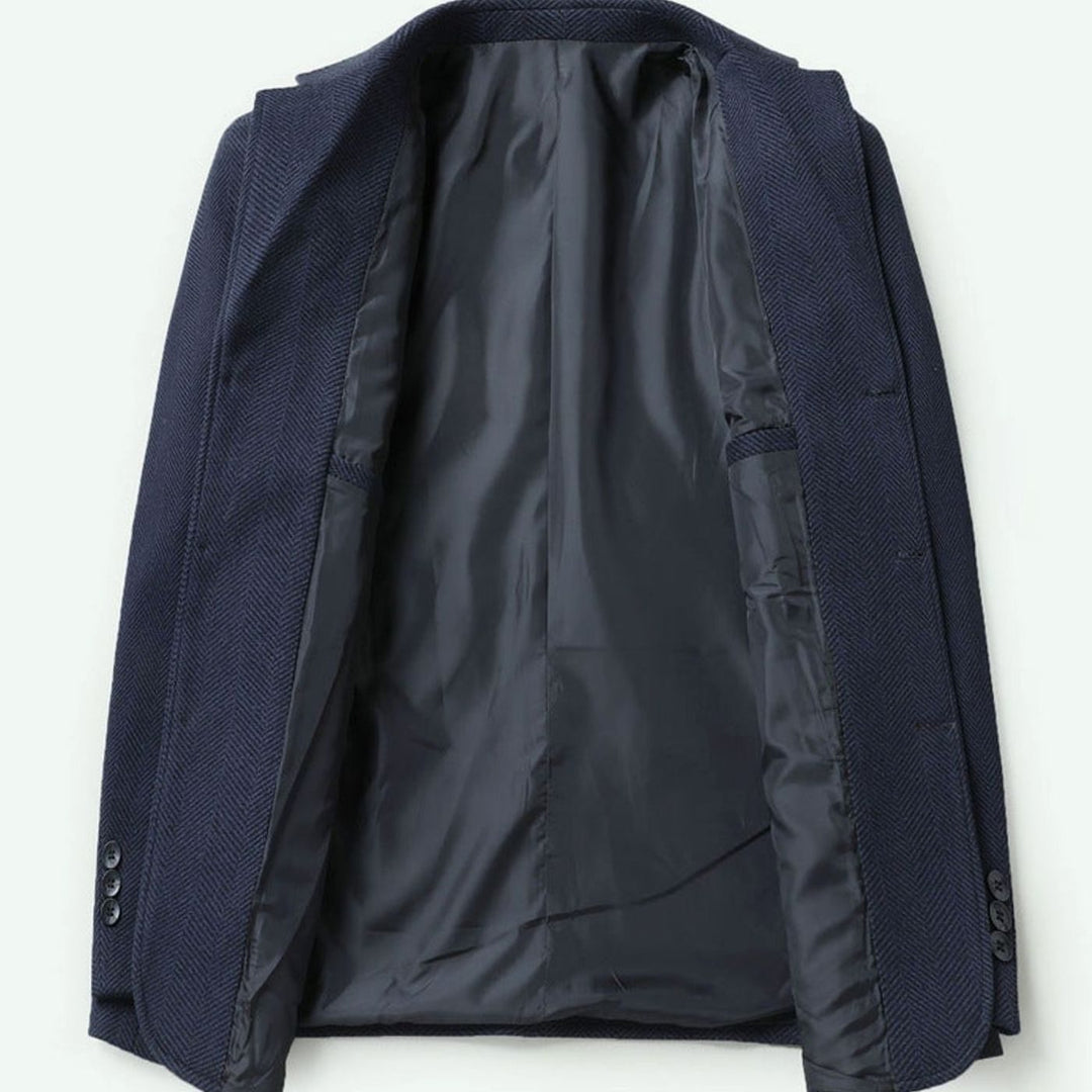 Men's Regular-Fit Single-Breasted Herringbone Blazer Jacket