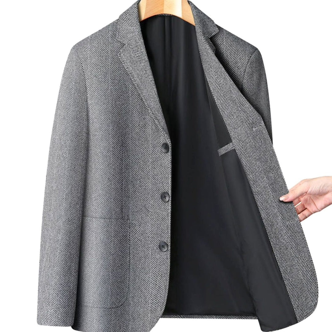 Men's Regular-Fit Single-Breasted Herringbone Blazer Jacket