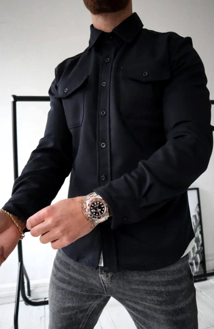 Men's Relaxed-Fit Button-Down Long Sleeve Overshirt Jacket