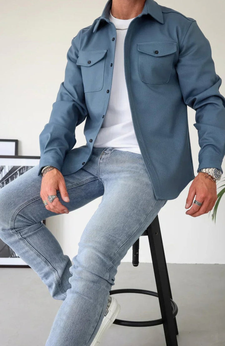 Men's Relaxed-Fit Button-Down Long Sleeve Overshirt Jacket