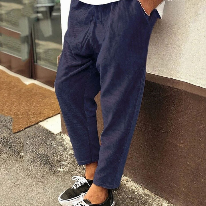 Men's Relaxed-Fit Corduroy Elastic-Waist Casual Pants - Blue