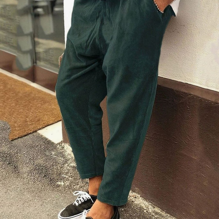 Men's Relaxed-Fit Corduroy Elastic-Waist Casual Pants - Green